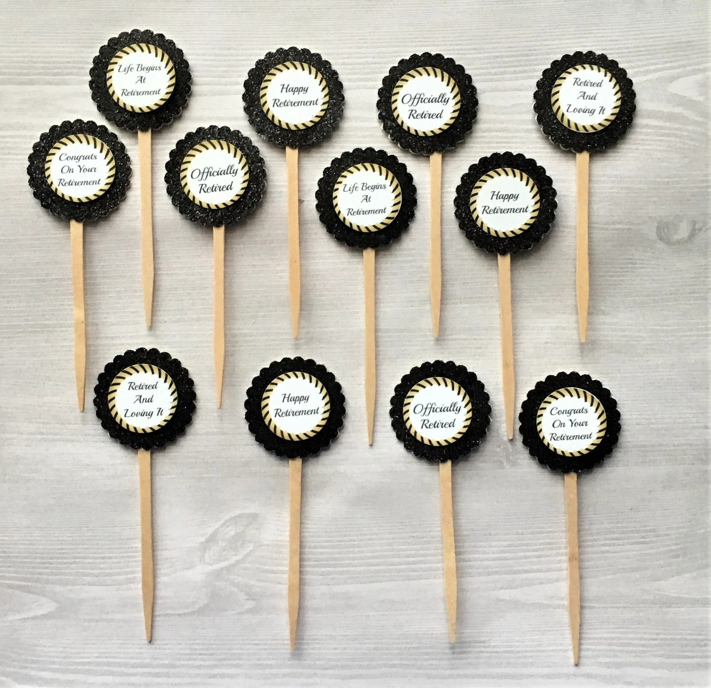 Retirement Cupcake Toppers, Set of 12