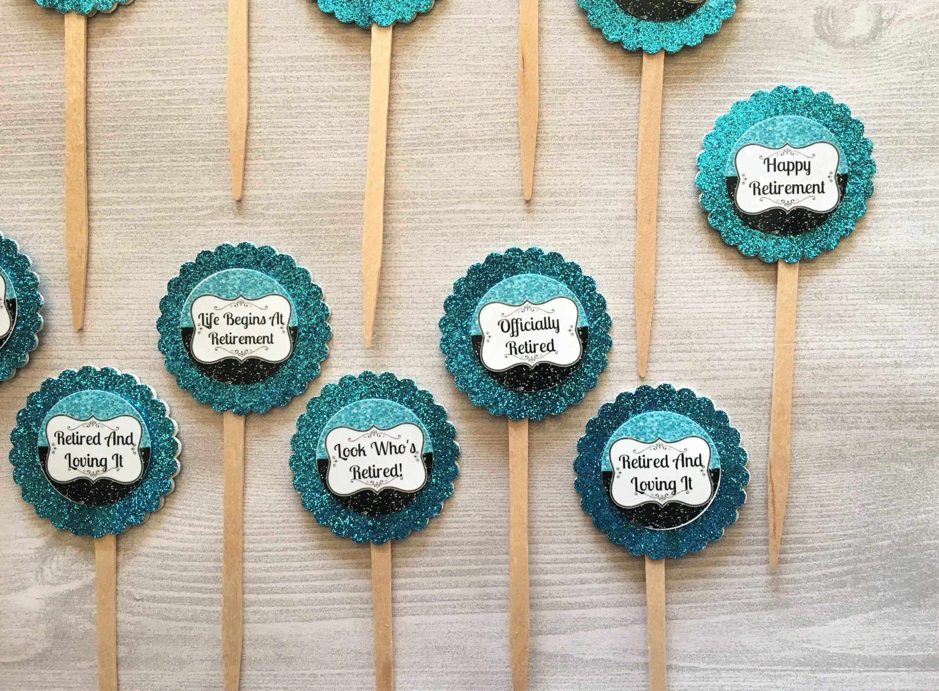 Retirement Cupcake Toppers, Set of 15