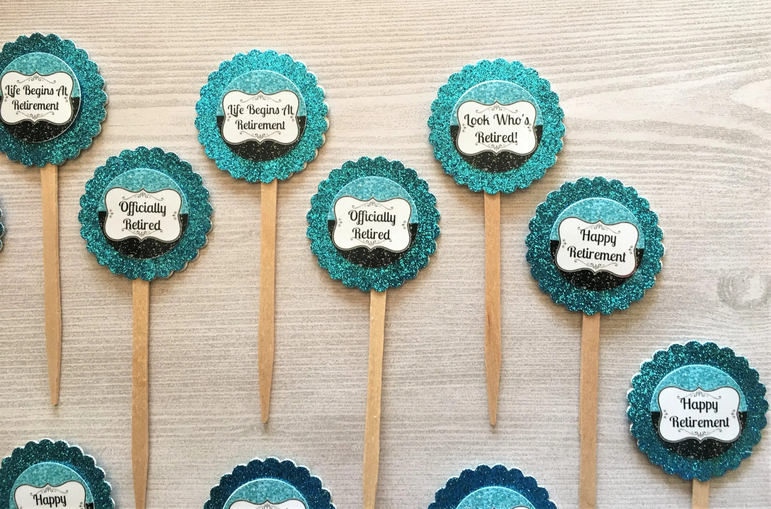 Retirement Cupcake Toppers, Set of 15