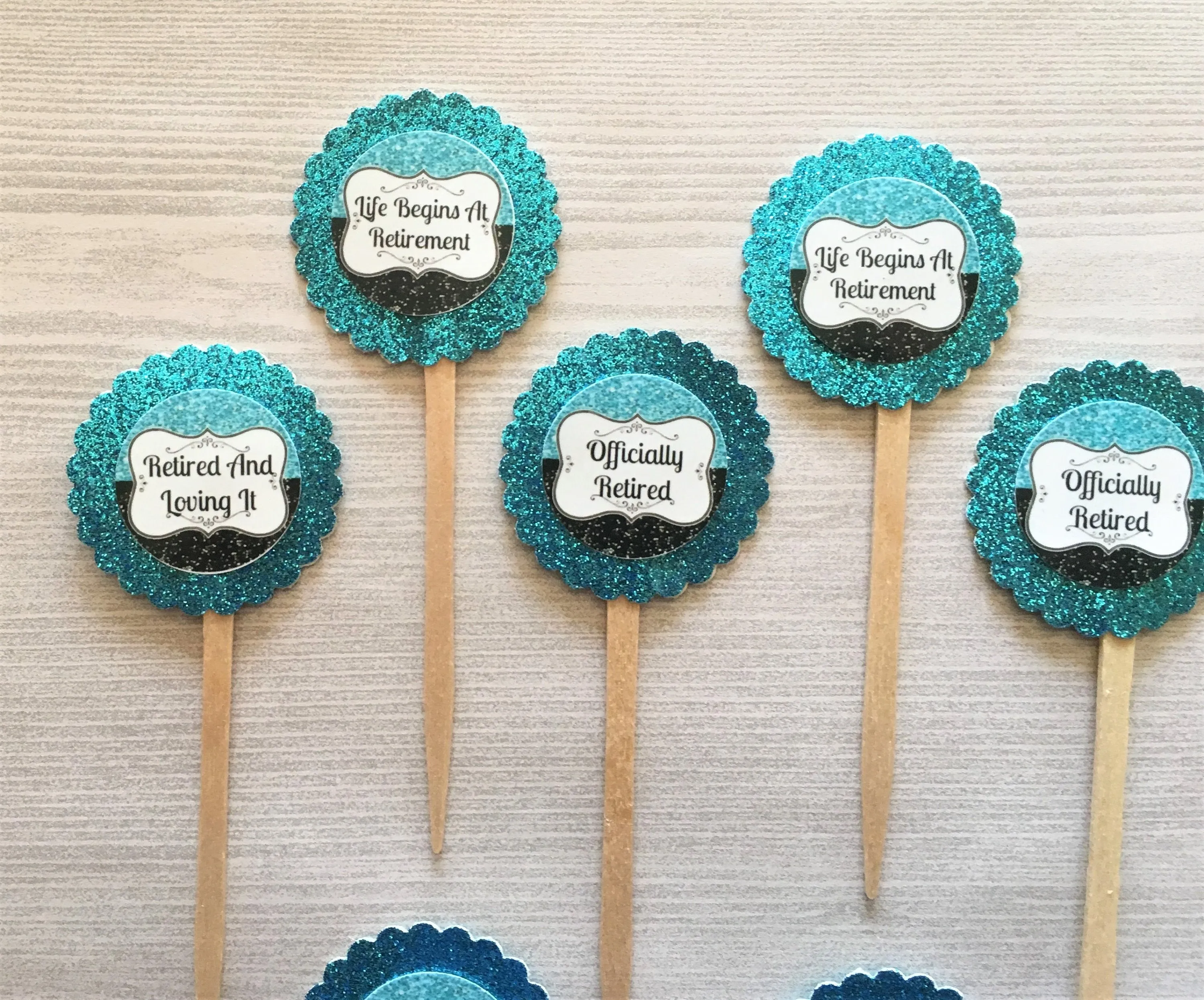 Retirement Cupcake Toppers, Set of 15