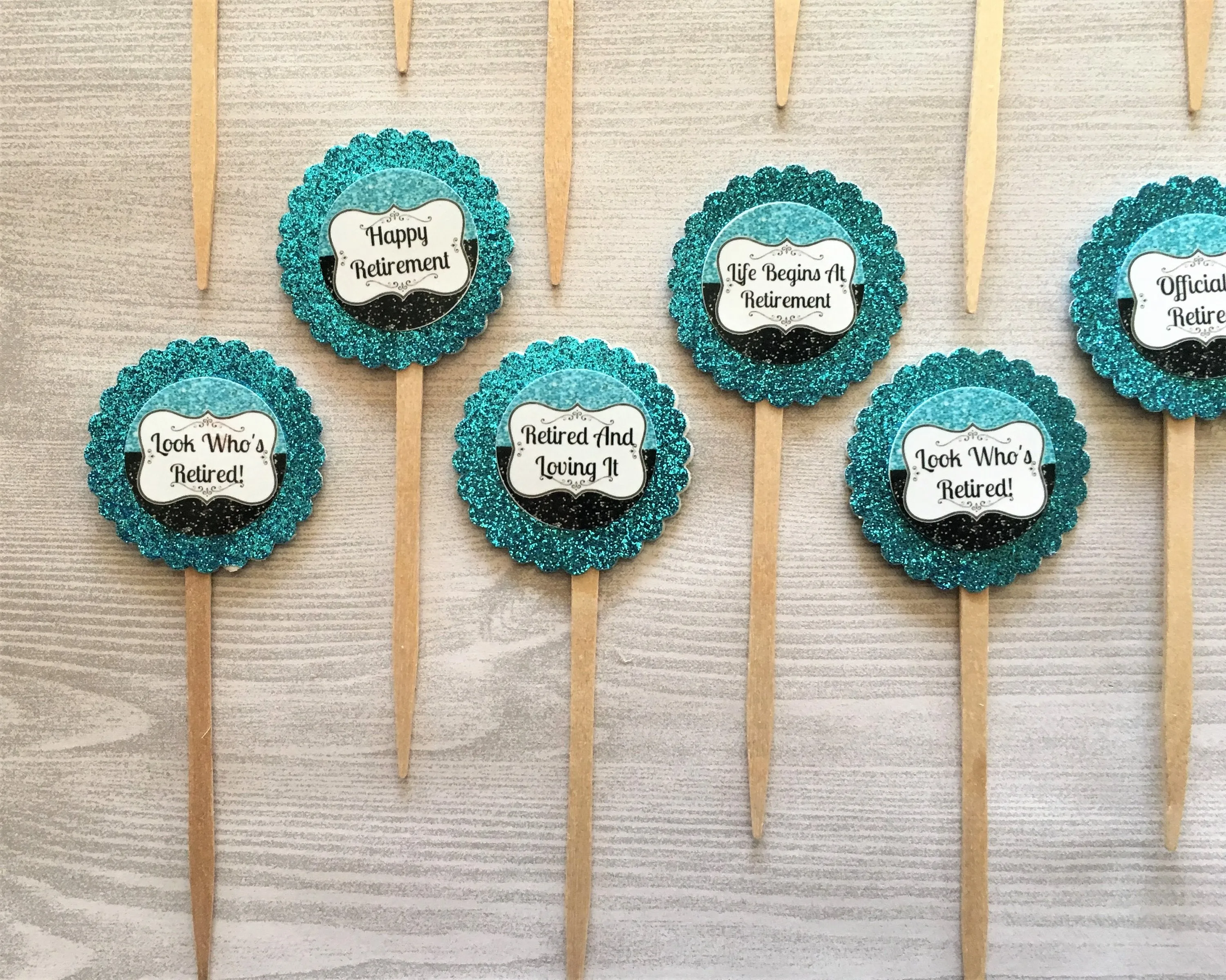 Retirement Cupcake Toppers, Set of 15