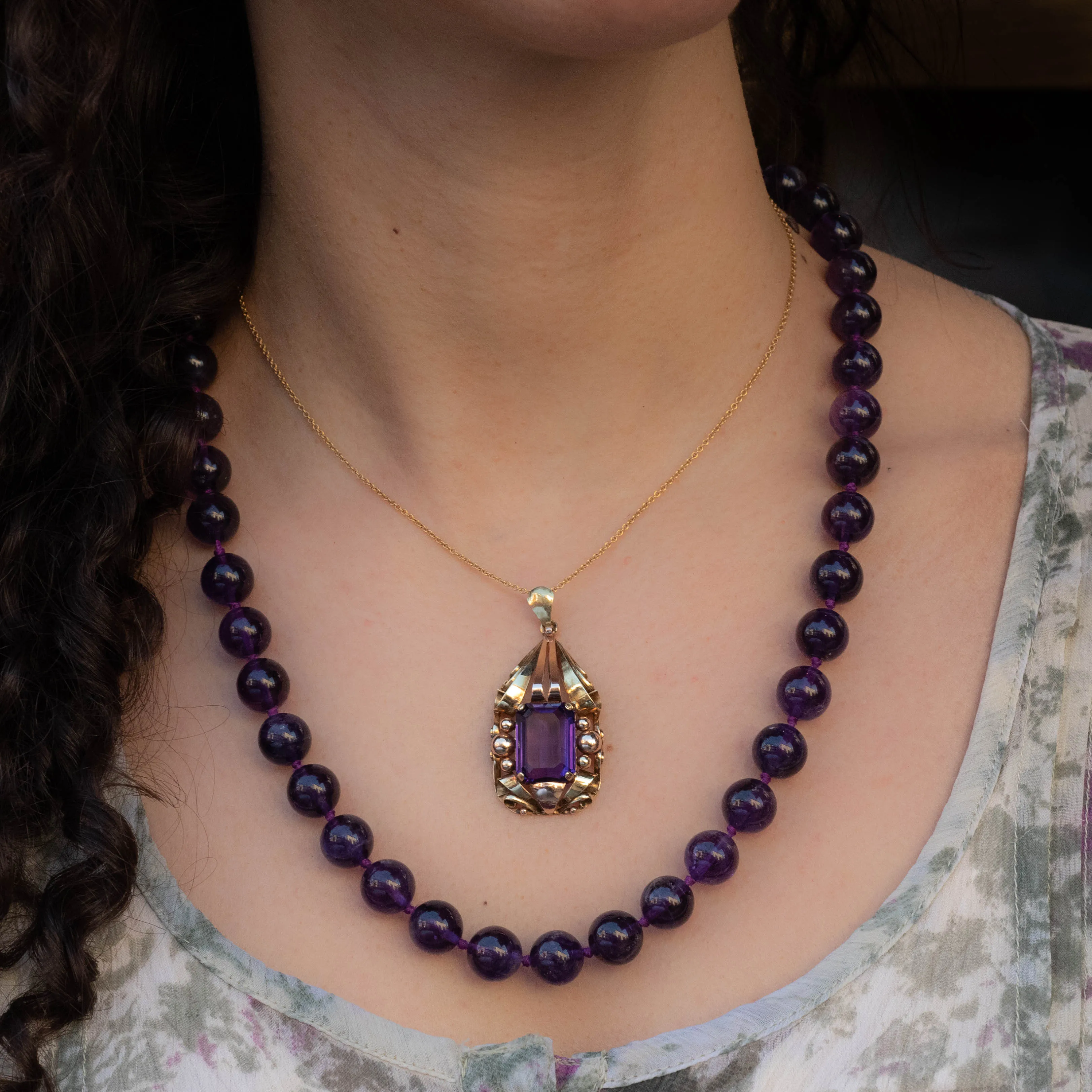 Retro Amethyst Pendant c1940