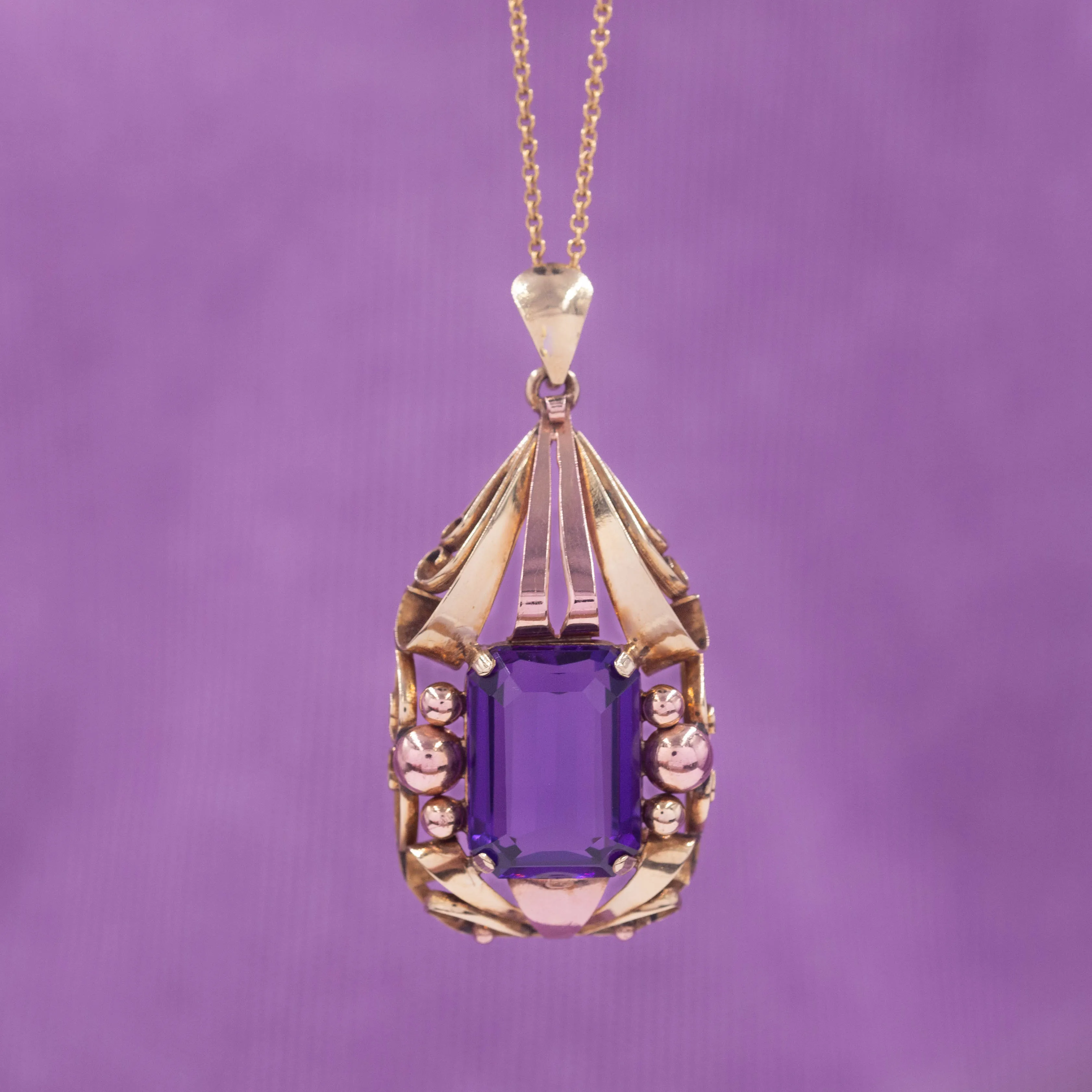 Retro Amethyst Pendant c1940