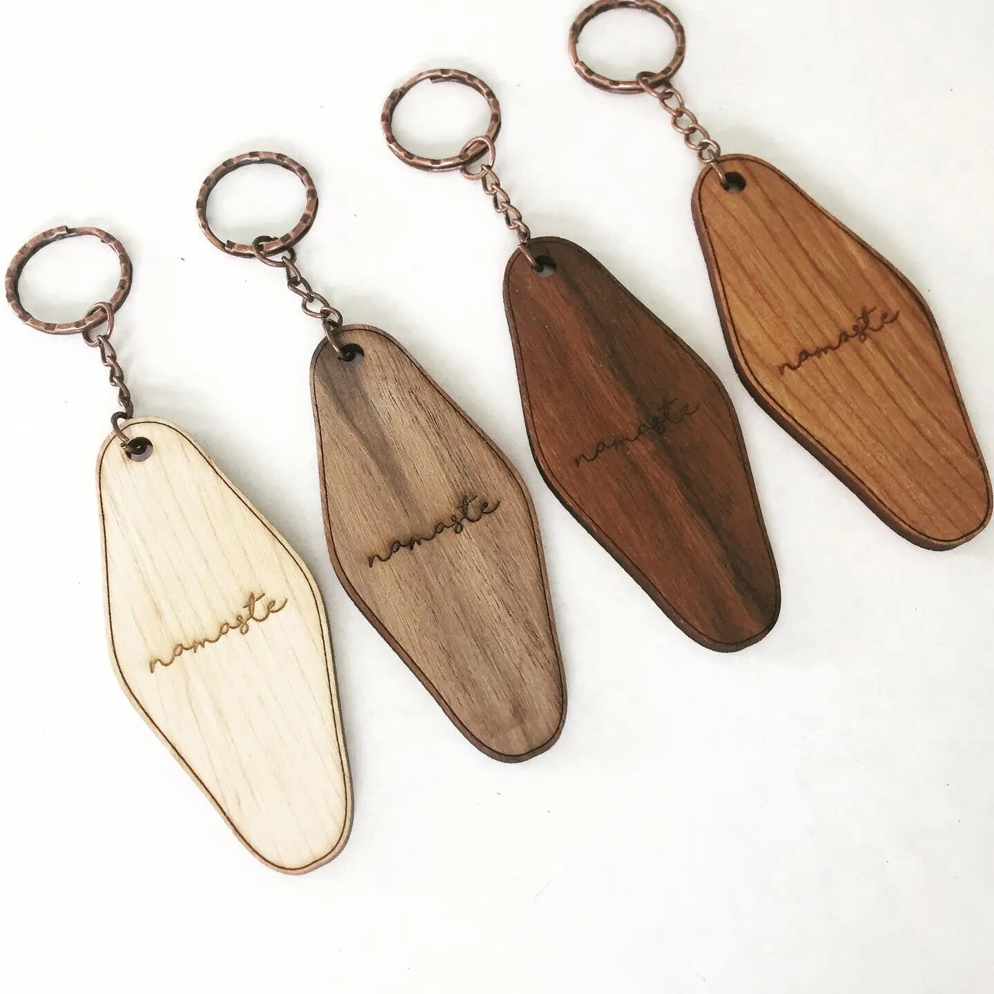 Retro Hotel Keychain - Wood Engraved