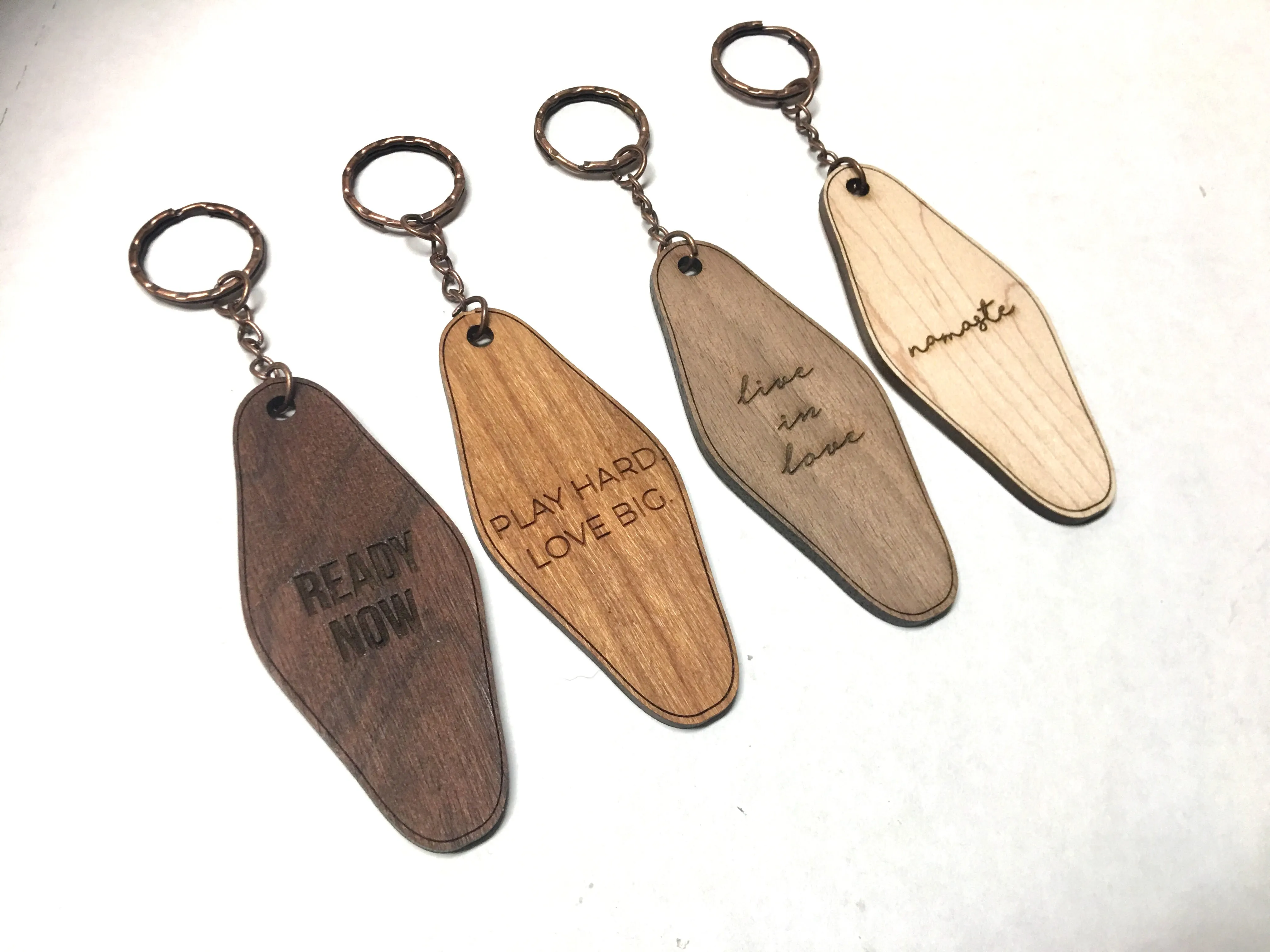Retro Hotel Keychain - Wood Engraved