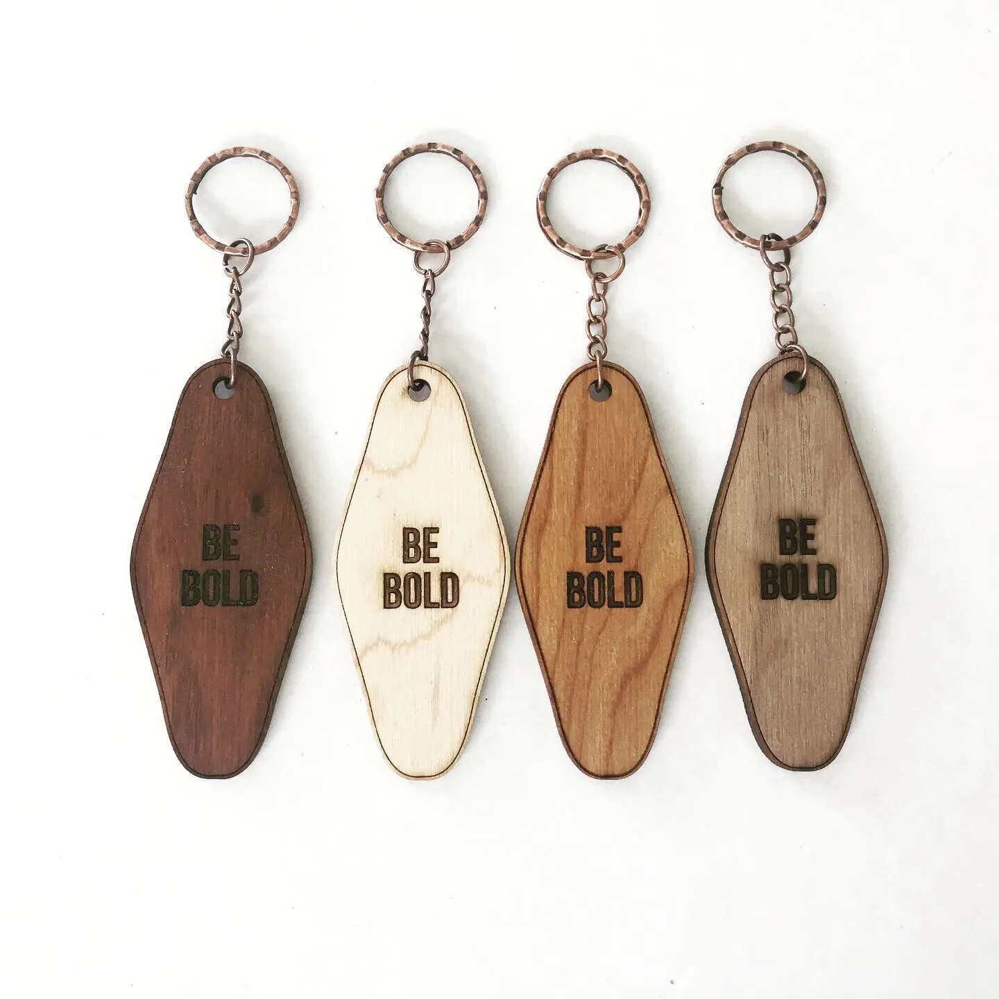 Retro Hotel Keychain - Wood Engraved