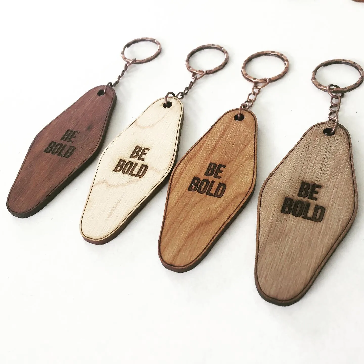 Retro Hotel Keychain - Wood Engraved