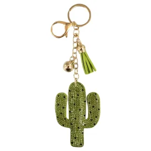 Rhinestone Cactus Keychain