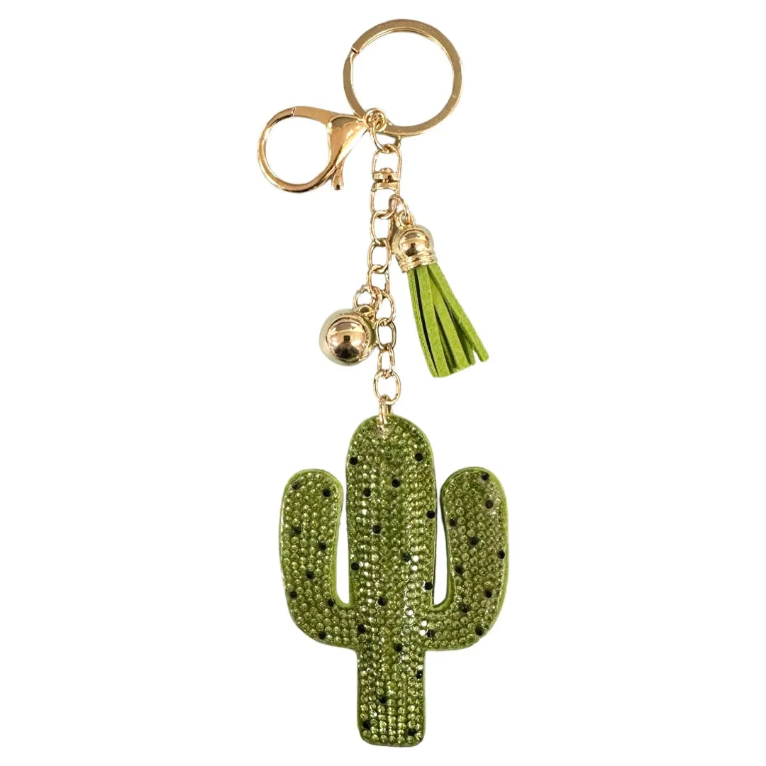 Rhinestone Cactus Keychain