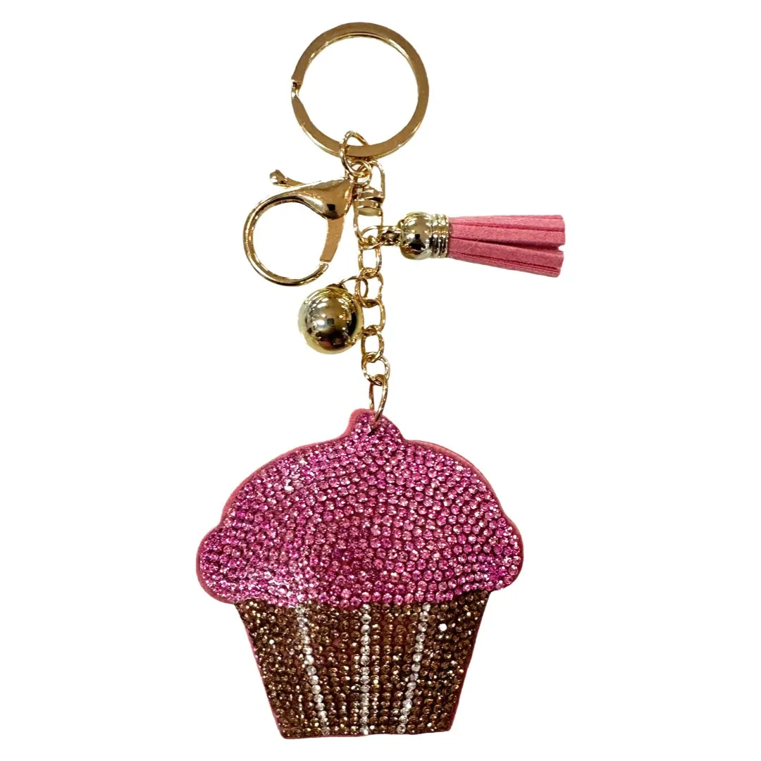 Rhinestone Cupcake Keychain