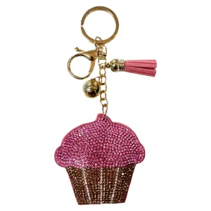 Rhinestone Cupcake Keychain