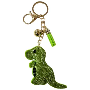 Rhinestone Green Dinosaur Keychain