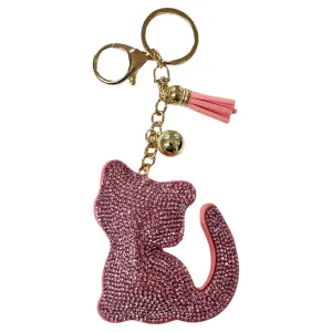 Rhinestone Pink Kitty Keychain
