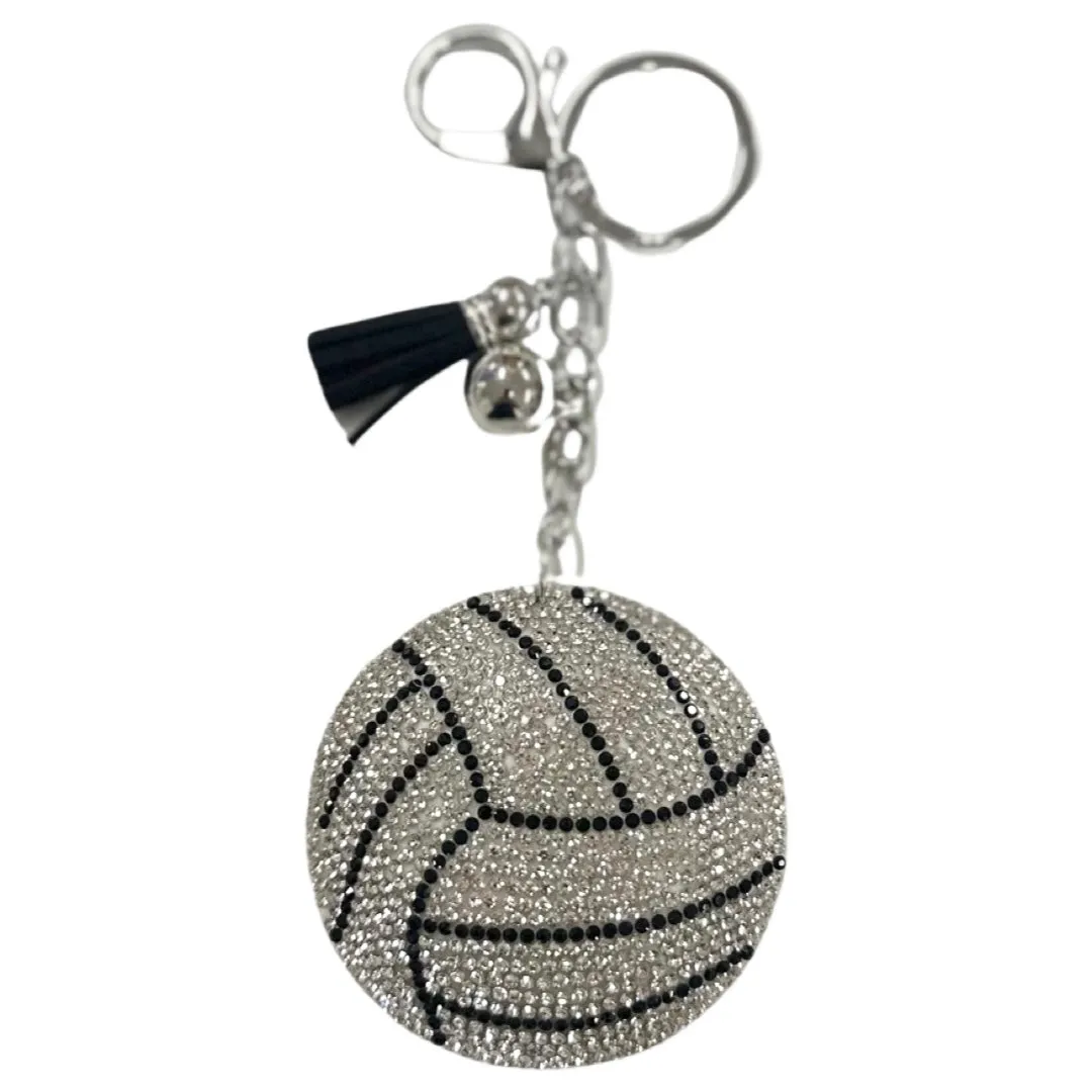 Rhinestone Volleyball Keychain