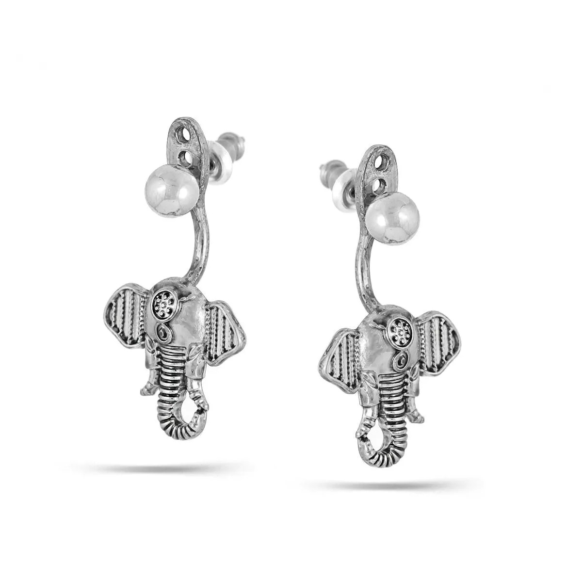 RHODIUM  ELEPHNAT STUD  EARRINGS #HNE85878RD (RE15)