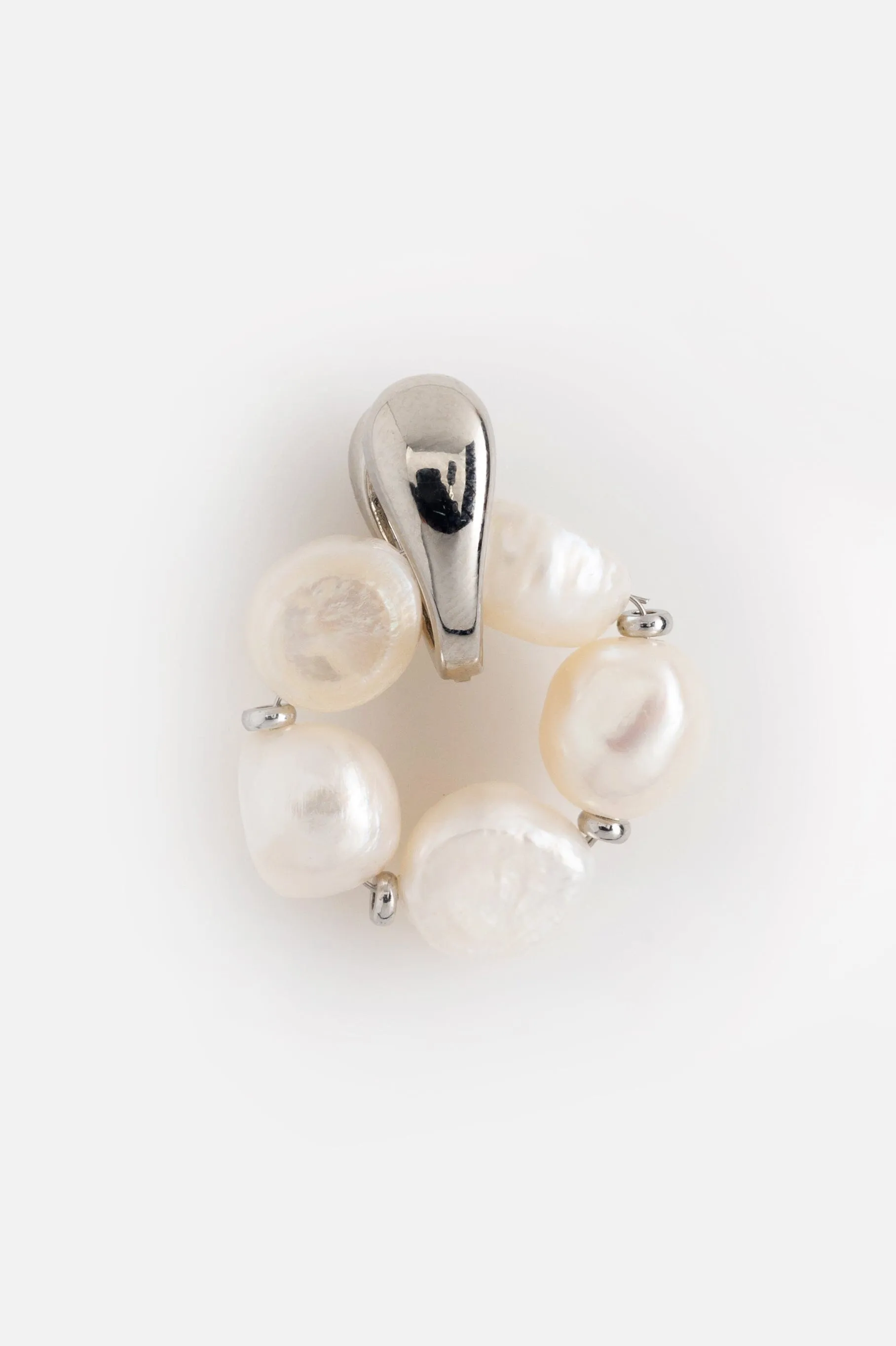 Rhodium Pearl Dangling Earrings