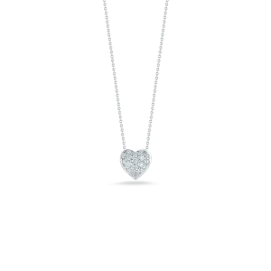 Roberto Coin 18K White Gold Puff Heart Diamond Necklace