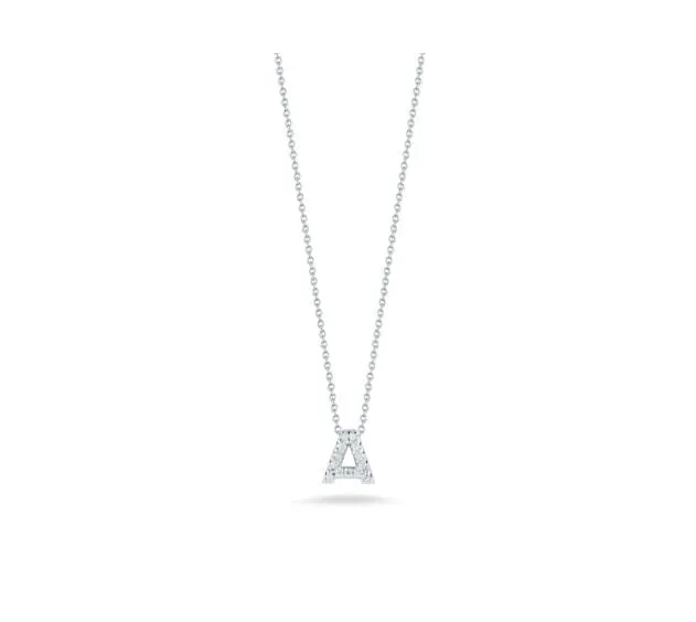 Roberto Coin Tiny Treasures 18K White Gold Diamond Love Letter 'A' Necklace