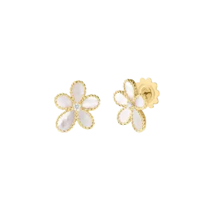 Roberto Coin Yellow Gold Flower Mother-of-Pearl and Diamond Stud Earrings
