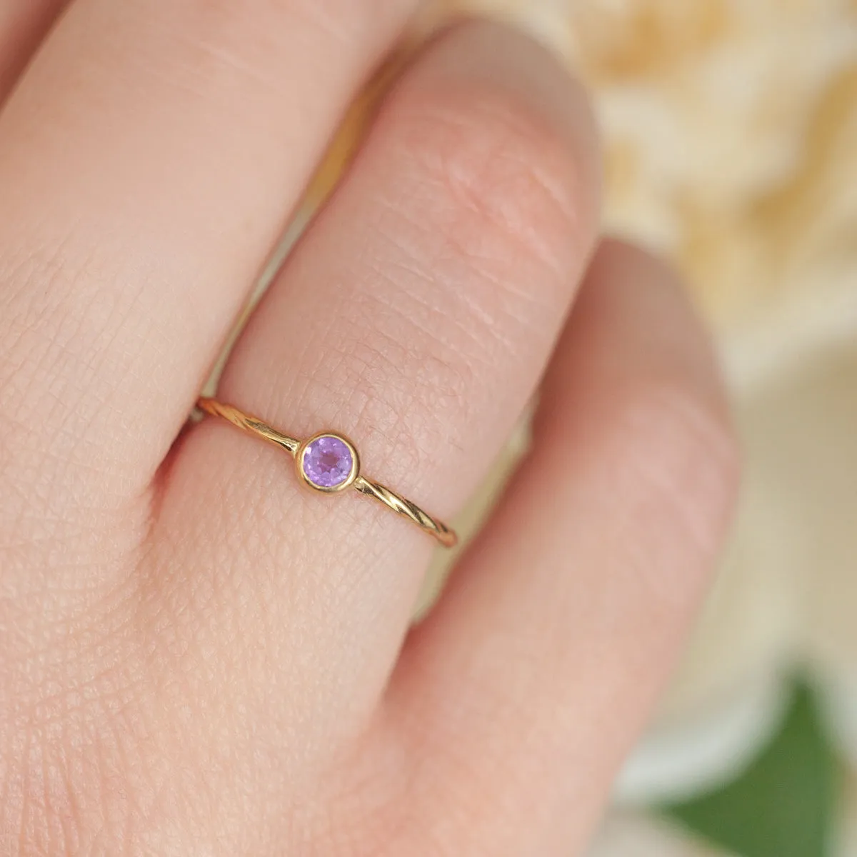 Rope Ring with solitaire Amethyst
