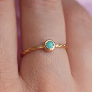 Rope Ring with solitaire Turquoise