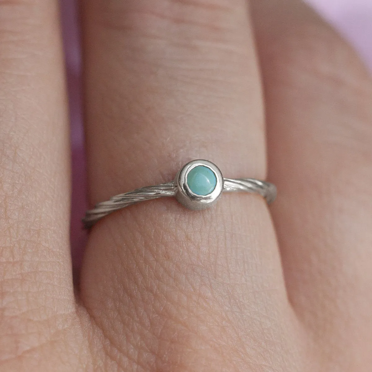 Rope Ring with solitaire Turquoise