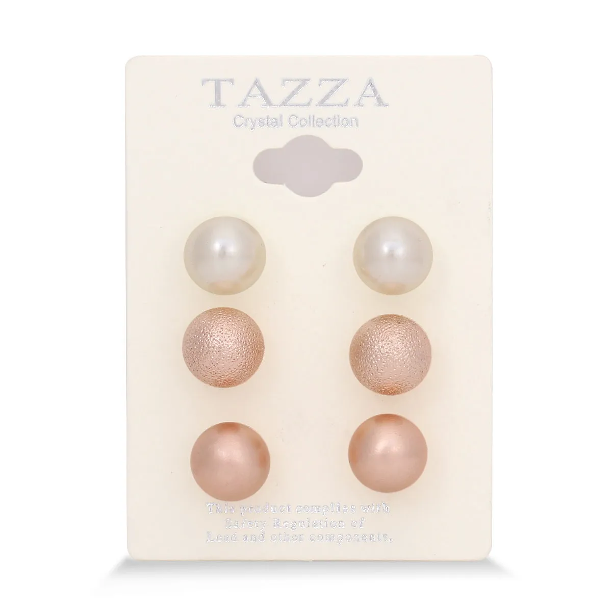 ROSE GOLD AND PEARL 12MM SET OF 3 STUD  EARRING #4380E RG