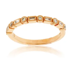 Rose Gold Baguette & Round Diamond Style Band