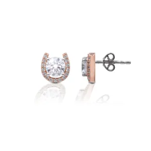 Rose Gold Plated Horseshoe Stud Earrings