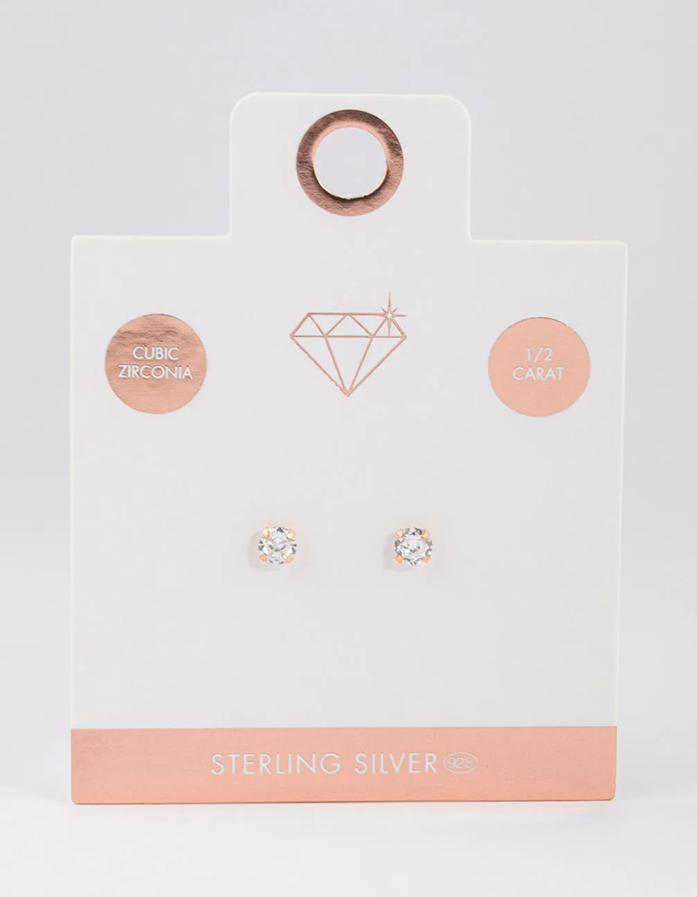 Rose Gold Plated Sterling Silver Cubic Zirconia Stud Earrings