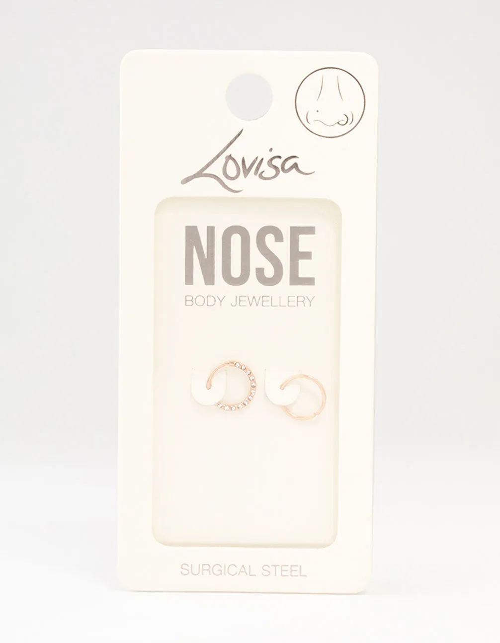 Rose Gold Plated Surgical Steel Textured Nose Rings 2-Pack