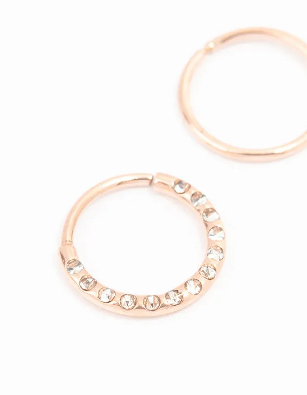 Rose Gold Plated Surgical Steel Textured Nose Rings 2-Pack