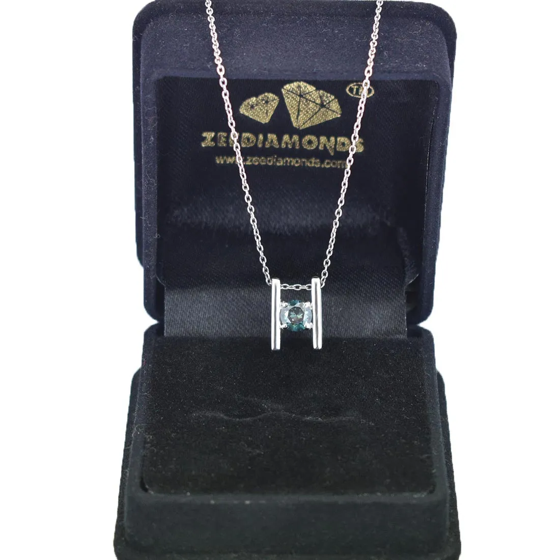 Round Brilliant Cut 0.60 Ct AAA Quality Blue Diamond Solitaire Pendant, Great Design