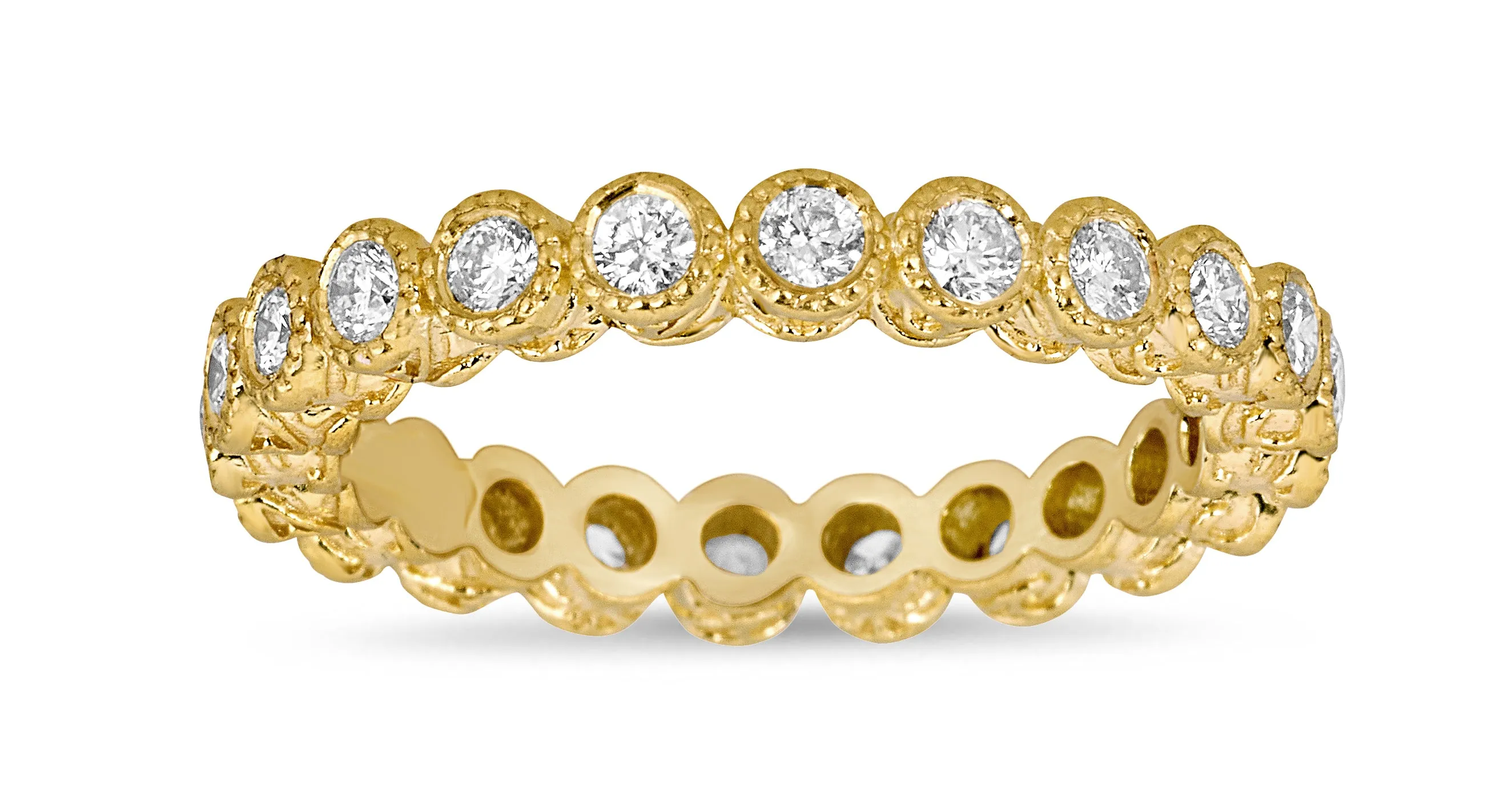 Round Diamond Bezel Stack Ring