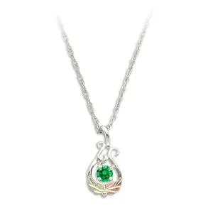 Round Emerald - Sterling Silver Black Hills Gold Pendant