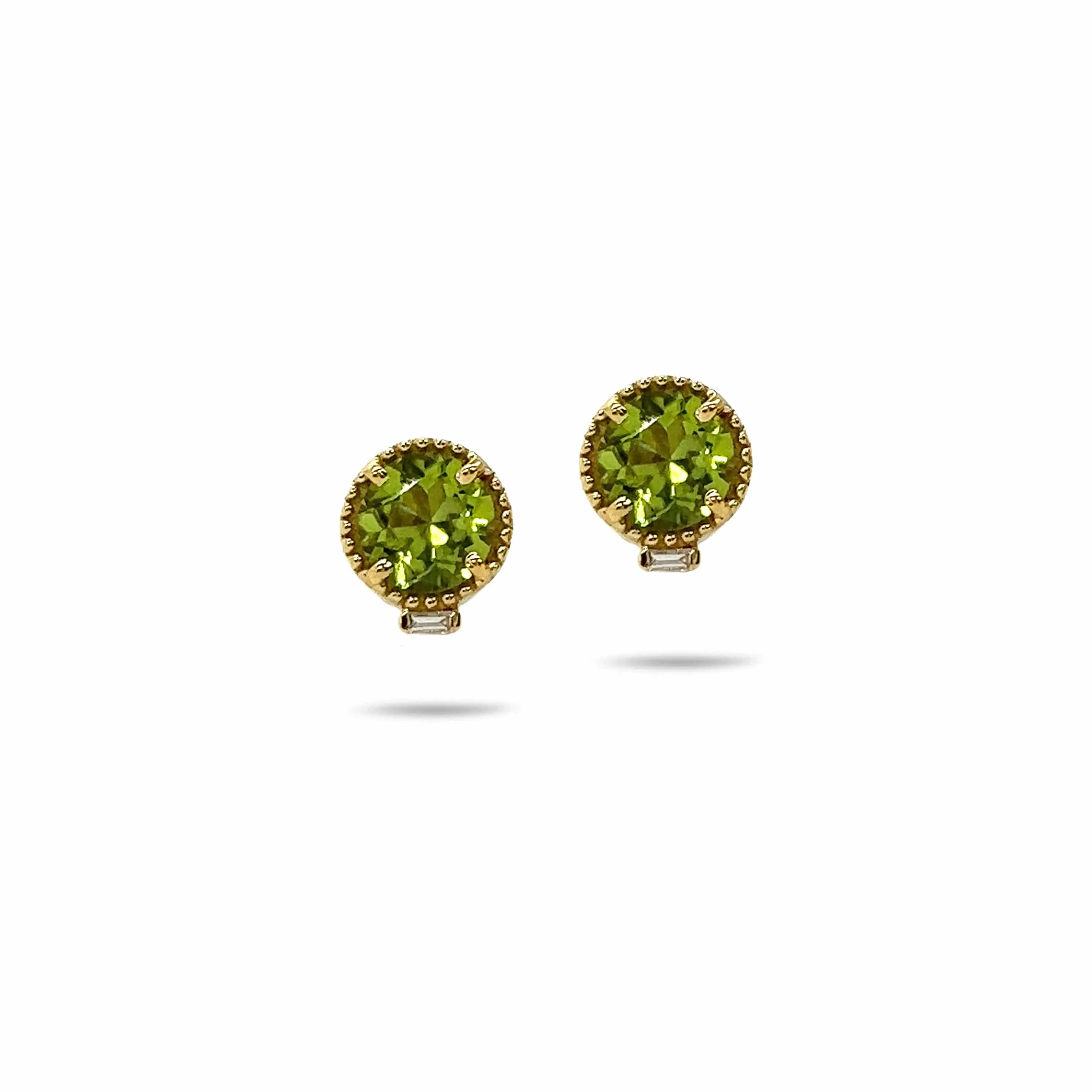 Round Peridot Stud Earrings