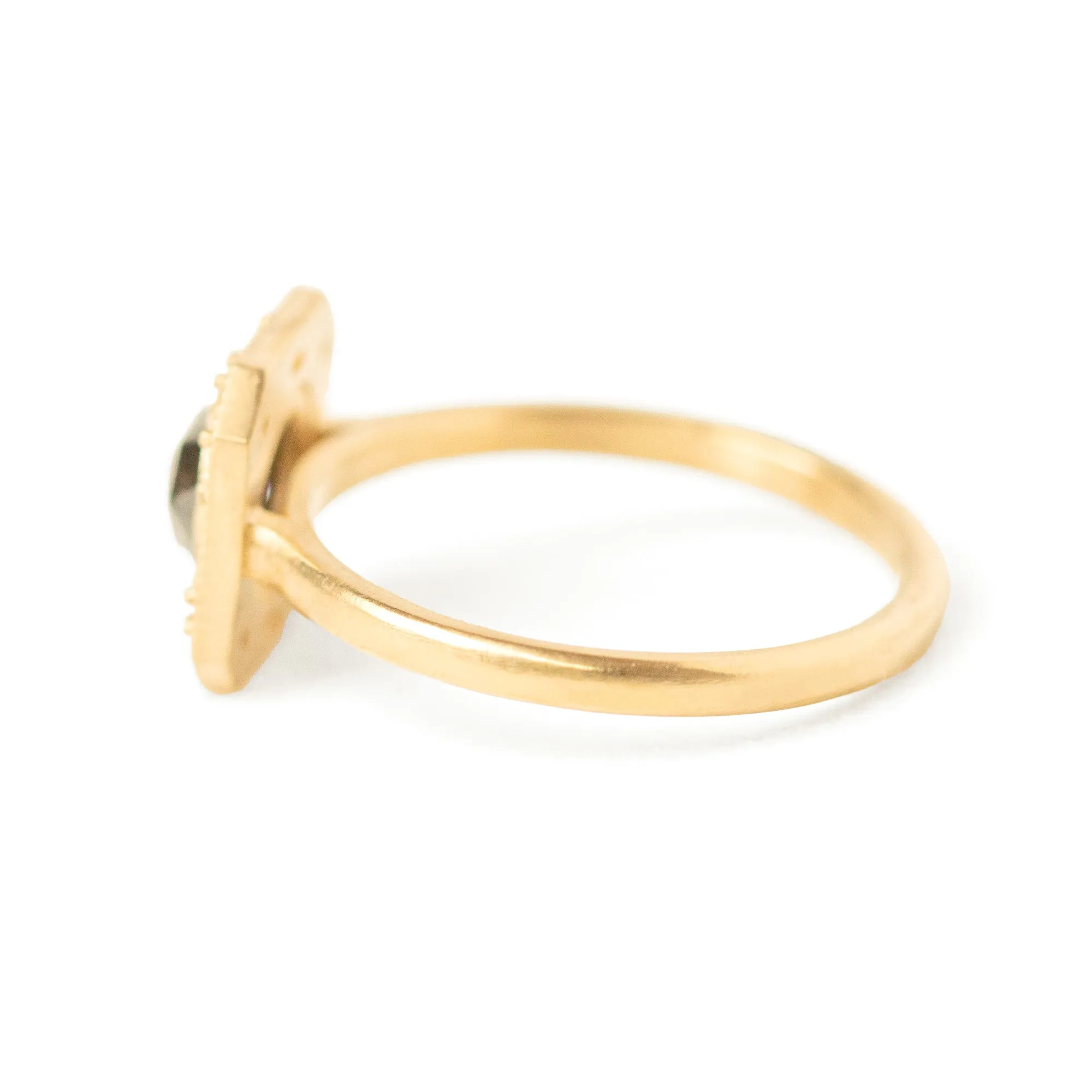 Rustic Bezel Salt and Pepper Diamond Ring