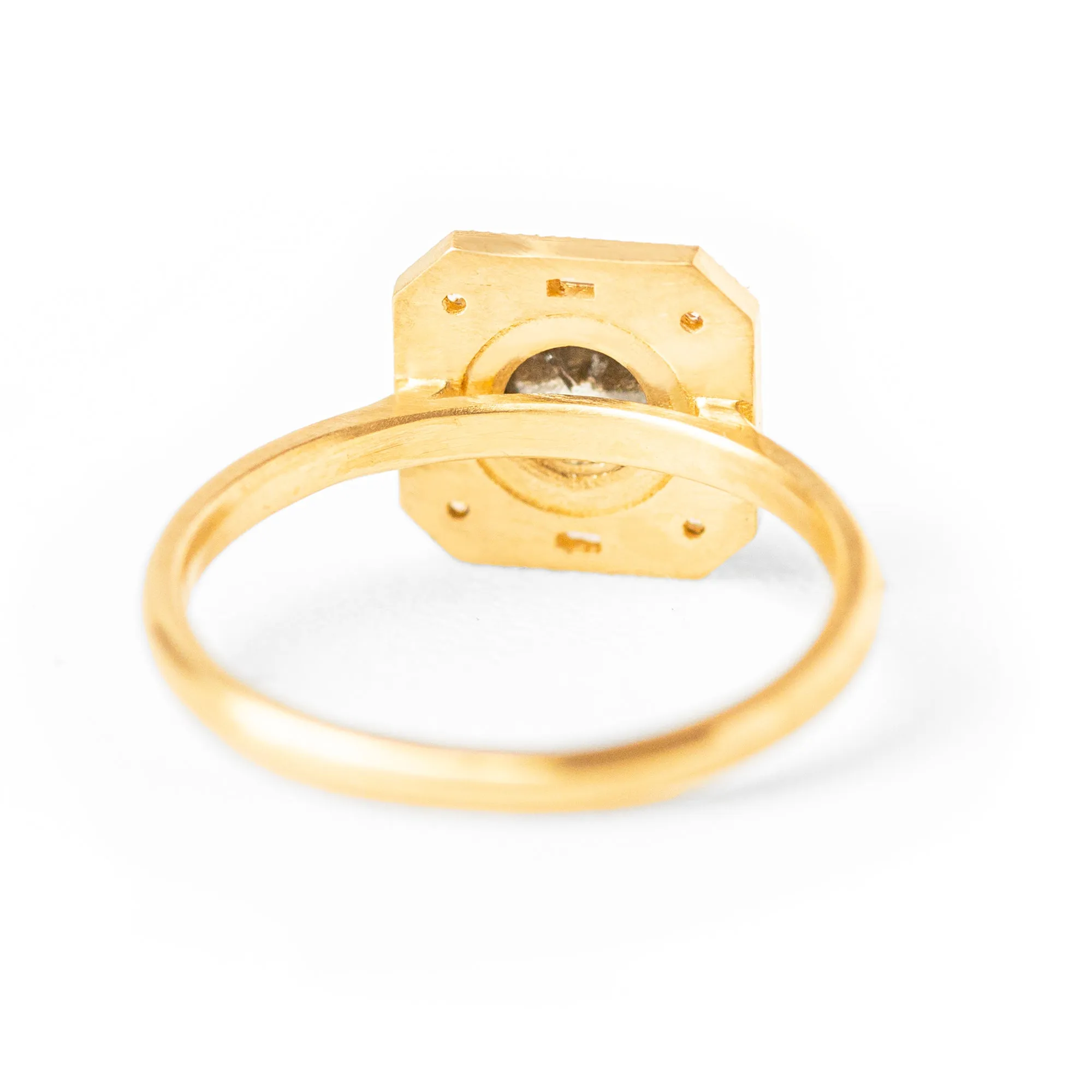 Rustic Bezel Salt and Pepper Diamond Ring