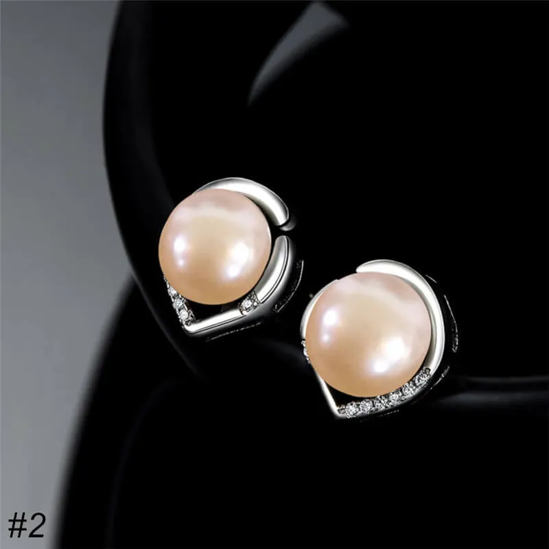 S925 Silver Pearl Stud Earrings