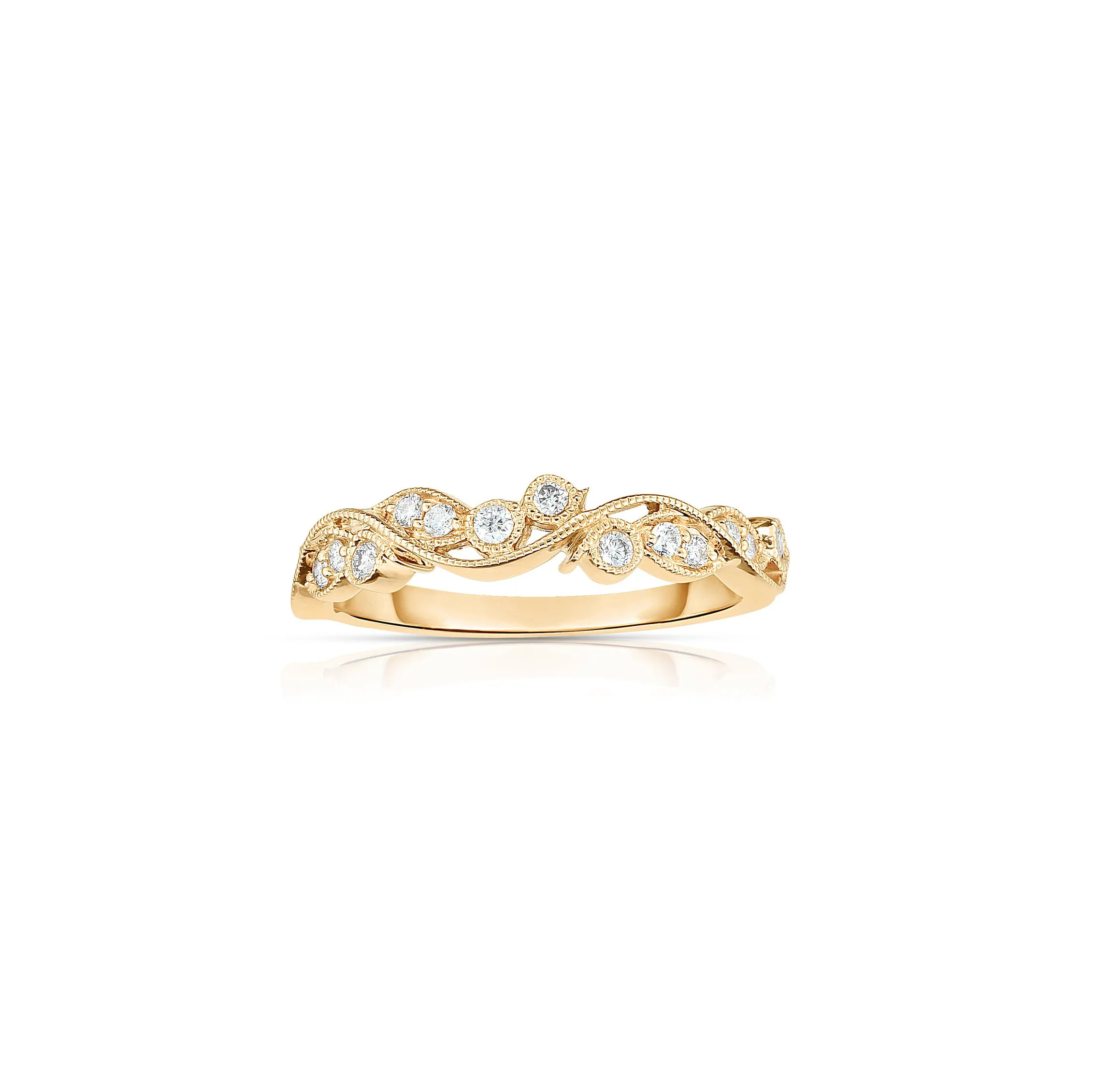 Sabel Collection 14K Yellow Gold Diamond Milgrain Scroll Ring