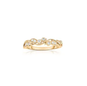 Sabel Collection 14K Yellow Gold Diamond Milgrain Scroll Ring