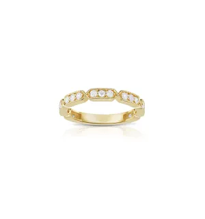 Sabel Collection 14K Yellow Gold Round Diamond Milgrain Detail Ring