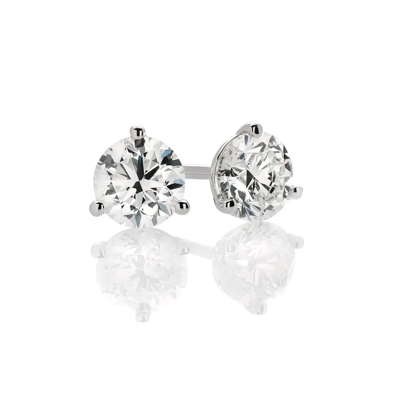 Sabel Collection Round Cut Diamond Studs in .70-.77cttw Weight