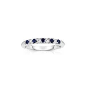 Sabel Collection White Gold Alternating Blue Sapphire and Diamond Ring