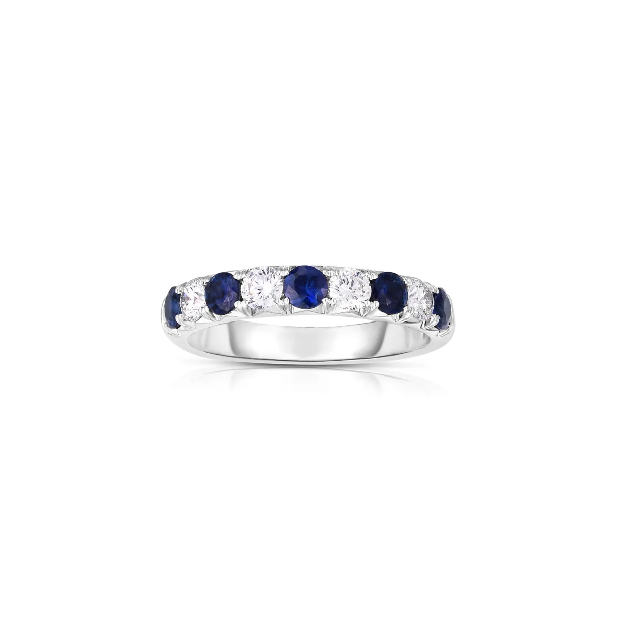 Sabel Collection White Gold Alternating Blue Sapphire and Diamond Ring