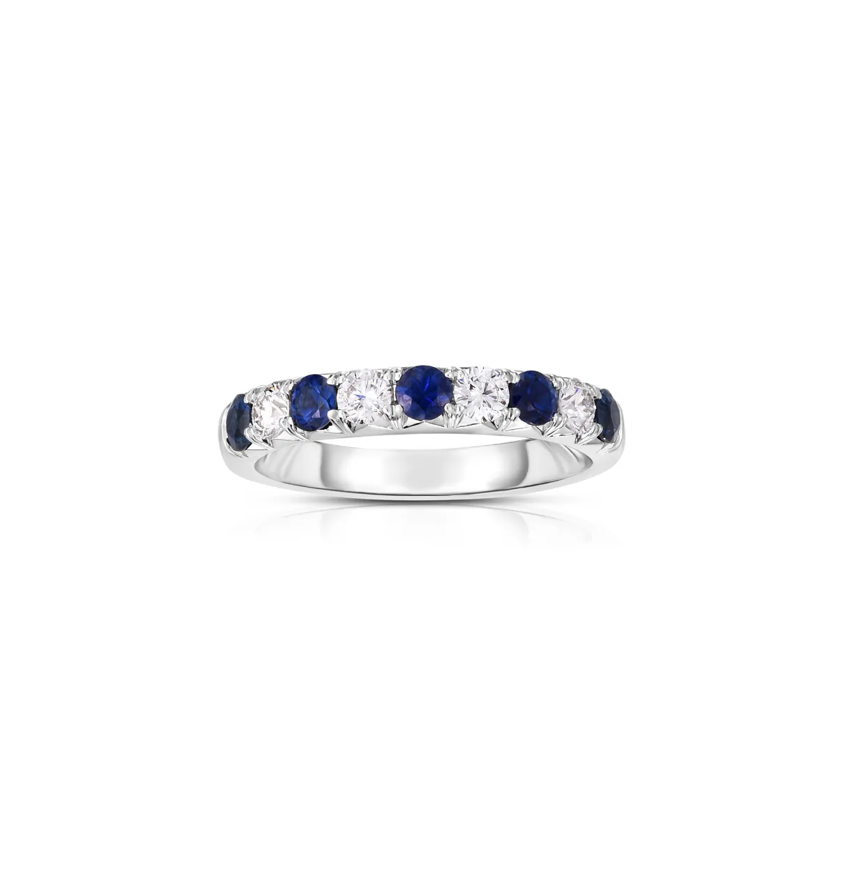 Sabel Collection White Gold Alternating Blue Sapphire and Diamond Ring