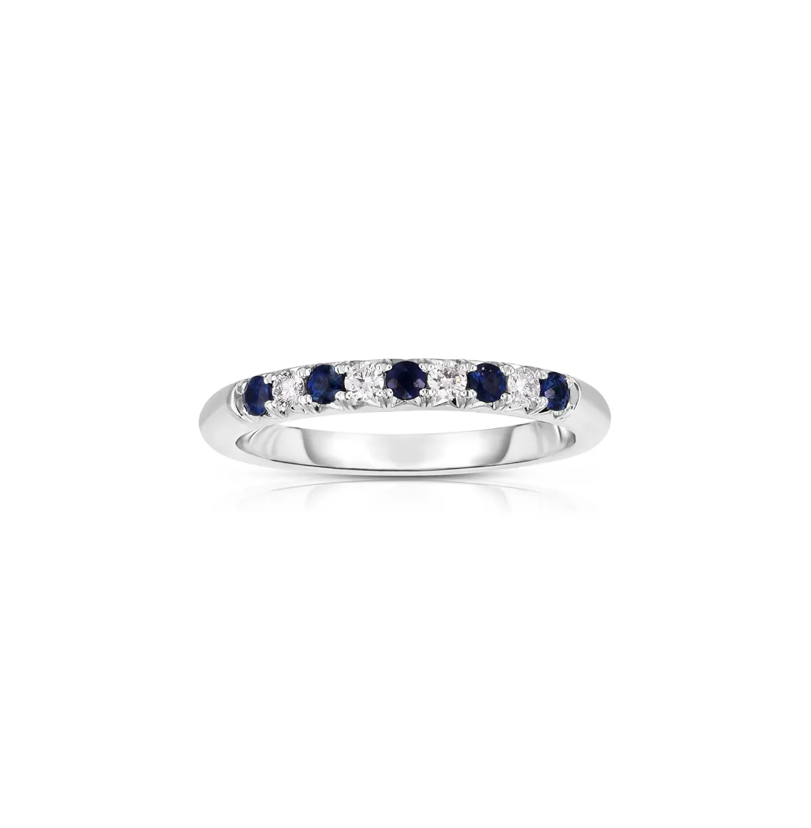 Sabel Collection White Gold Alternating Blue Sapphire and Diamond Ring