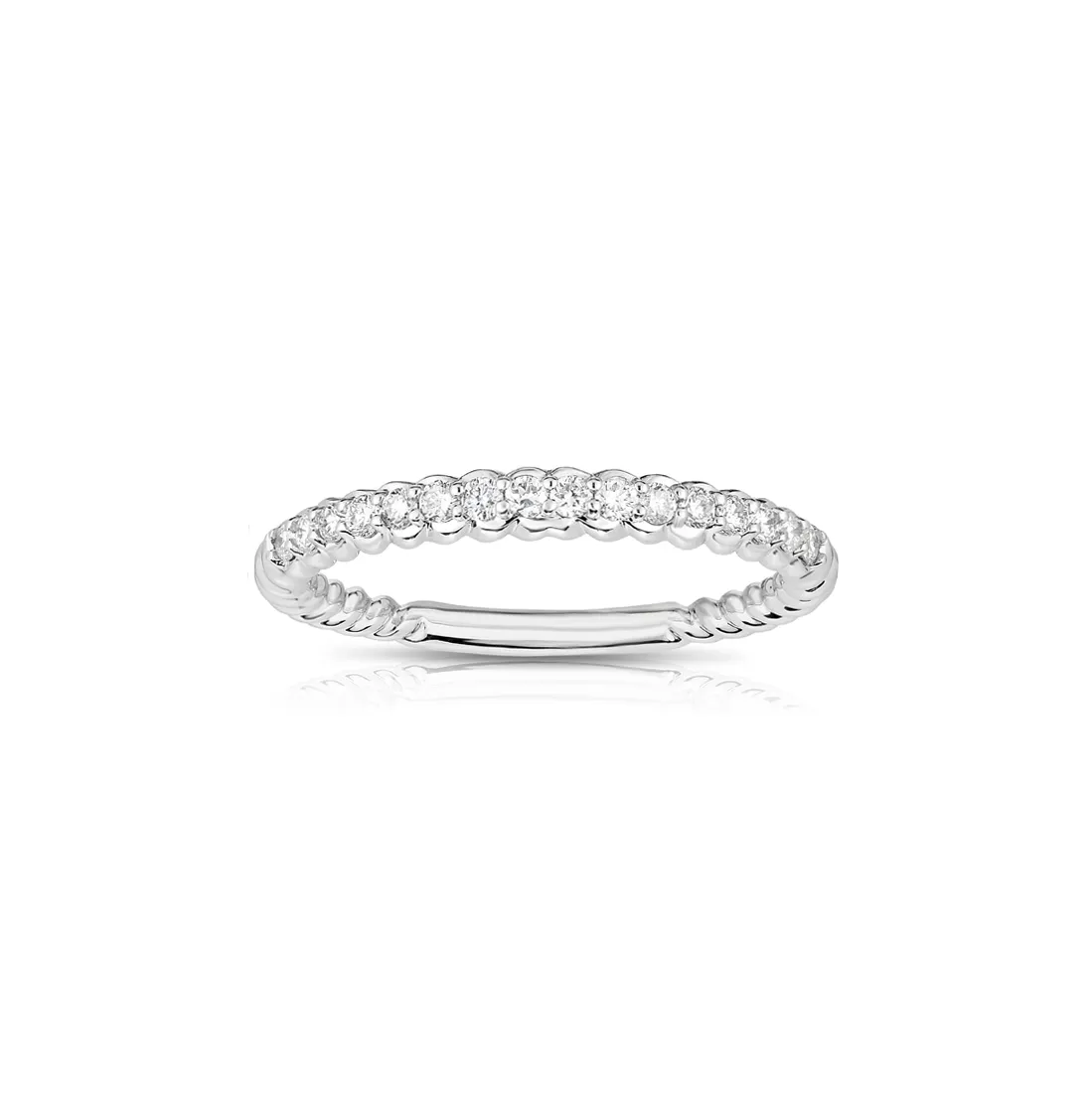 Sabel Collection White Gold Cable and Diamond Stacking Ring