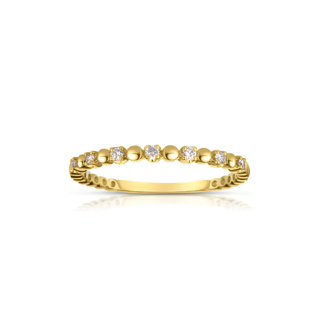 Sabel Collection Yellow Gold Bead and Diamond Ring