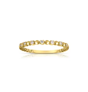 Sabel Collection Yellow Gold Bead and Diamond Ring